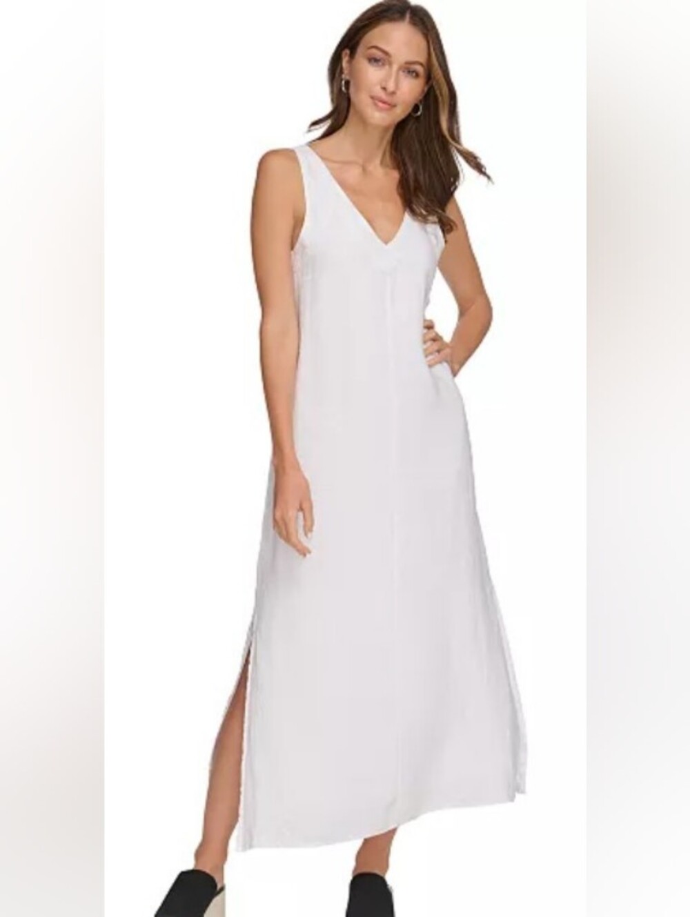 NWT DKNY Luxury Linen Maxi Dress Lined Beach Wedding Nantucket Yacht Lagenlook